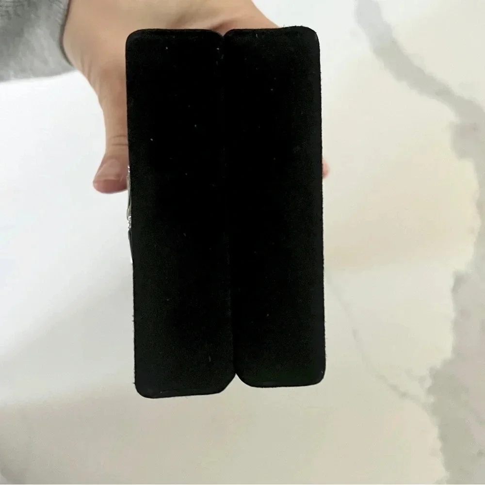 EDIE PARKER Nailed Acrylic Black Suede Clutch Bag